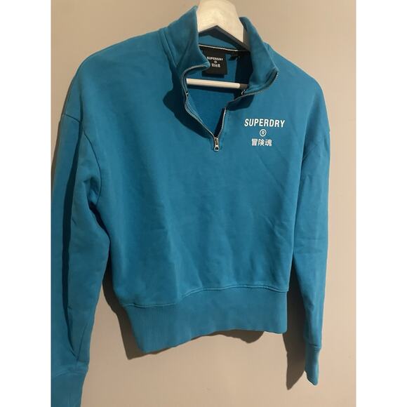 Superdry Code Core‎ Sport Half Zip Sweatshirt Blue Women's Size 2 - Picture 2 of 9
